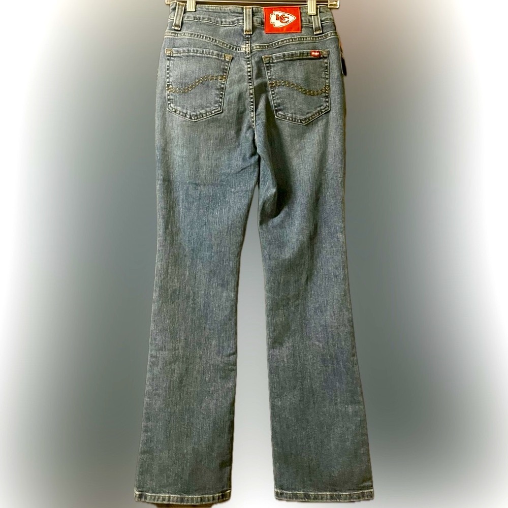 RARE NFL DENIM KC Chiefs Womans Jeans / Pants / Bottoms Kansas City 2 Bootcut